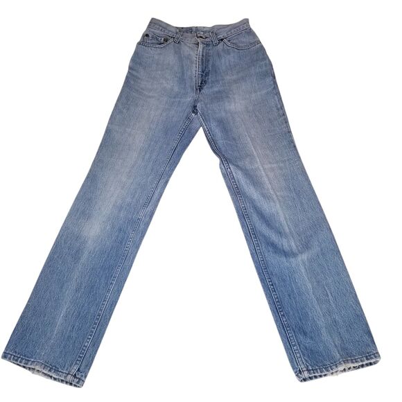 Vtg 80s Levis Distressed RED Pinstripe Stone Wash Made In USA Jeans 28x31 Womens - Picture 3 of 16